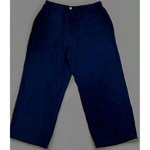 Jaclyn Smith Sport Women’s Medium Navy Blue Wide Leg Cropped Pants Rayon Pockets